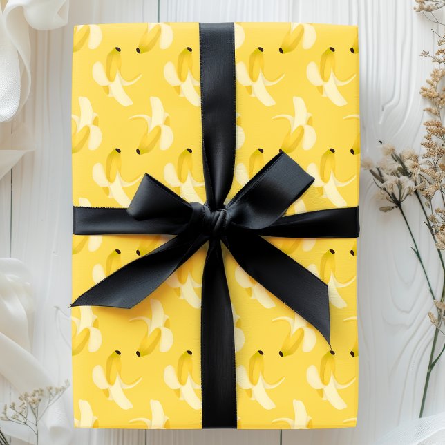 Bananas On Yellow Fruit Pattern Wrapping Paper (Creator Uploaded)
