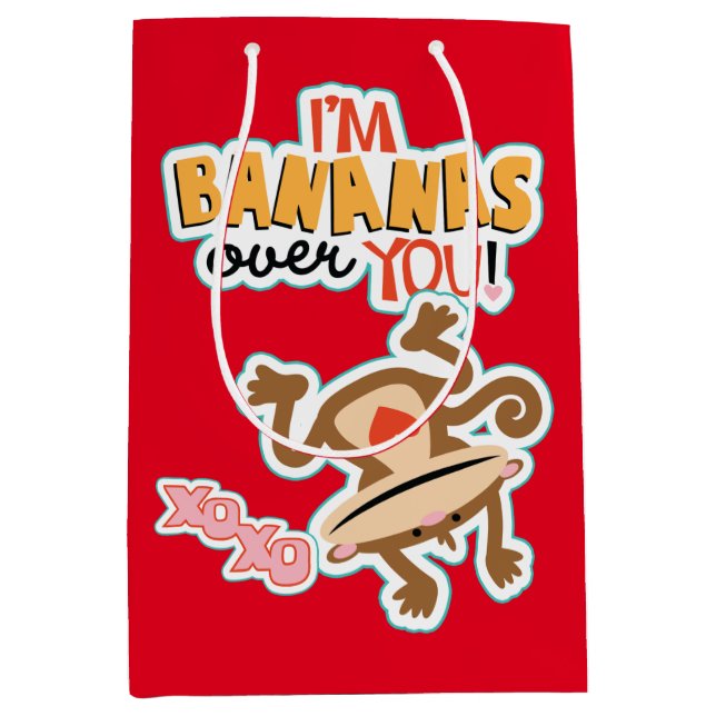 Bananas Over You Monkey Valentine Medium Gift Bag (Front)