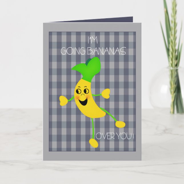 Bananas Over You Valentines Greetings Holiday Card (Front)