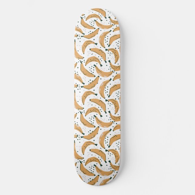 Bananas Pattern Yellow Fruit Trendy Artistic Fun Skateboard (Front)