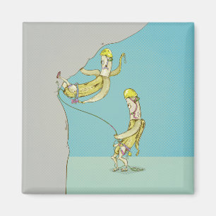 Bananas rock climbing funny fruit magnet
