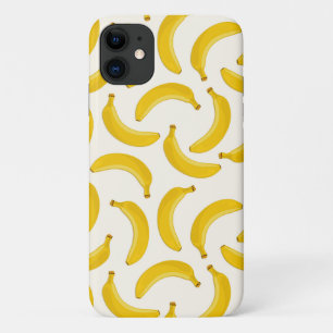 Bananas Tropical Fruit Print, Yellow and White iPhone 11 Case