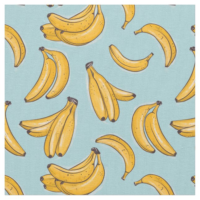 Bananas watercolor  fabric (Close Up)