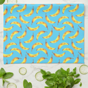 Bananas Watercolor Pattern Tea Towel