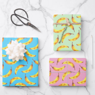 Bananas Watercolor Pattern Wrapping Paper Sheet