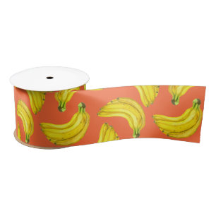 Bananas watercolor satin ribbon