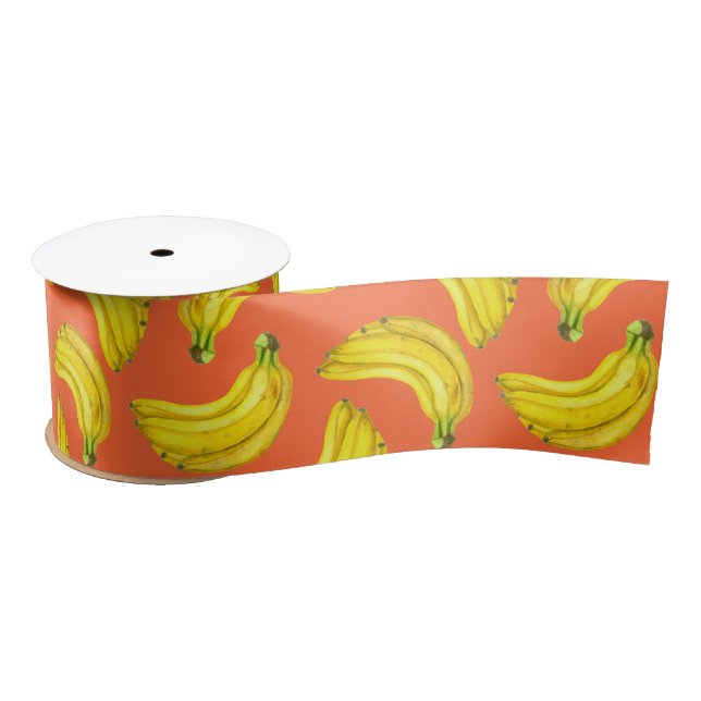 Bananas watercolor satin ribbon (Spool)