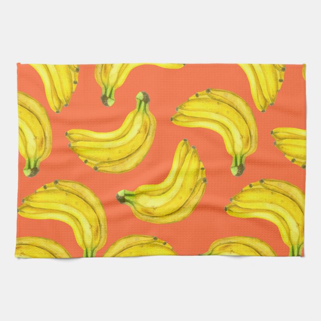 Bananas watercolor tea towel (Horizontal)
