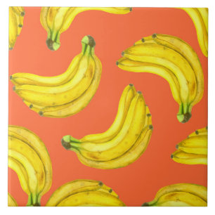 Bananas watercolor tile