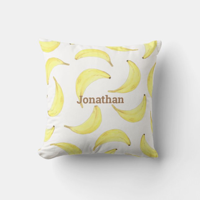 Bananas Yellow Simple Name Fruit Typography Cushion (Front)