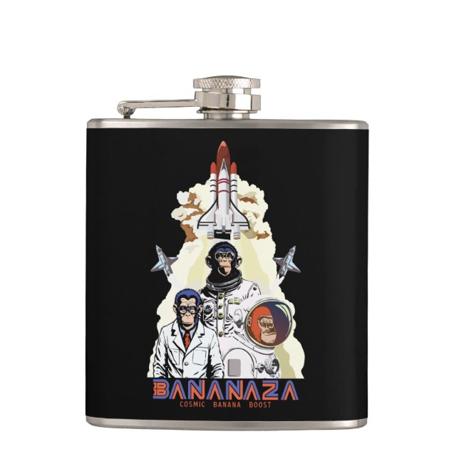 BANANAZA : Space Monkey Team Hip Flask (Front)
