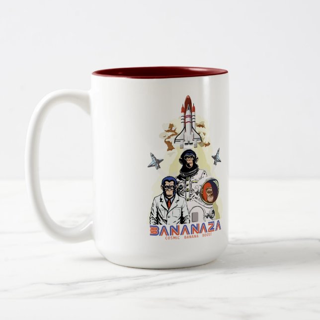 BANANAZA : Space Monkey Team Two-Tone Coffee Mug (Left)