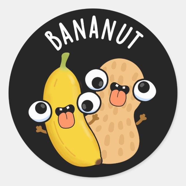 Bananut Funny Fruit Banana Pun Dark BG Classic Round Sticker (Front)