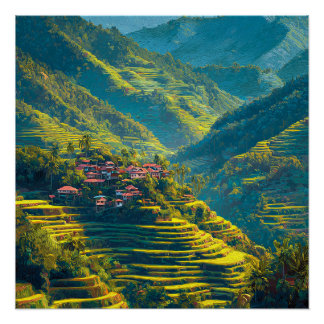 Banaue Philippines Isolated Local Village Vintage  Poster