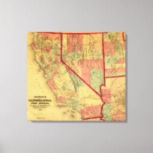Bancroft's Map Of California, Nevada, Utah Canvas Print