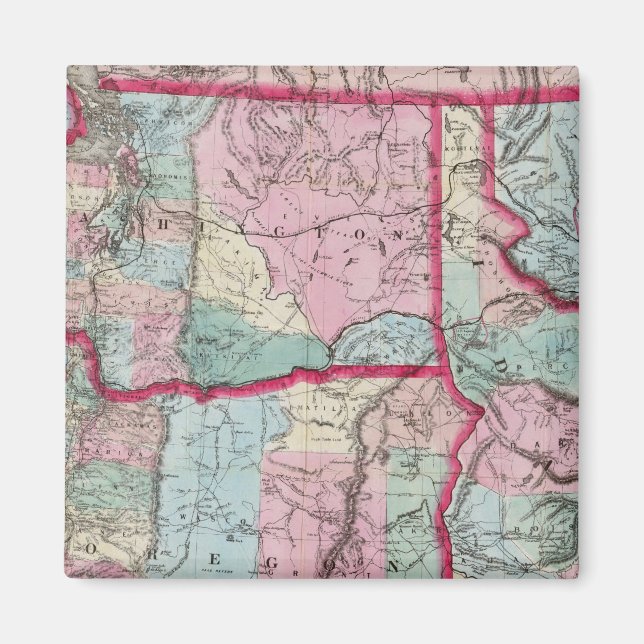 Bancroft's Map Of Oregon, Washington, Idaho Magnet (Front)