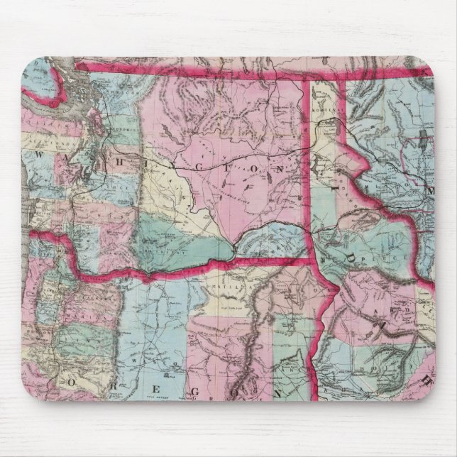 Bancroft's Map Of Oregon, Washington, Idaho Mouse Mat (Front)