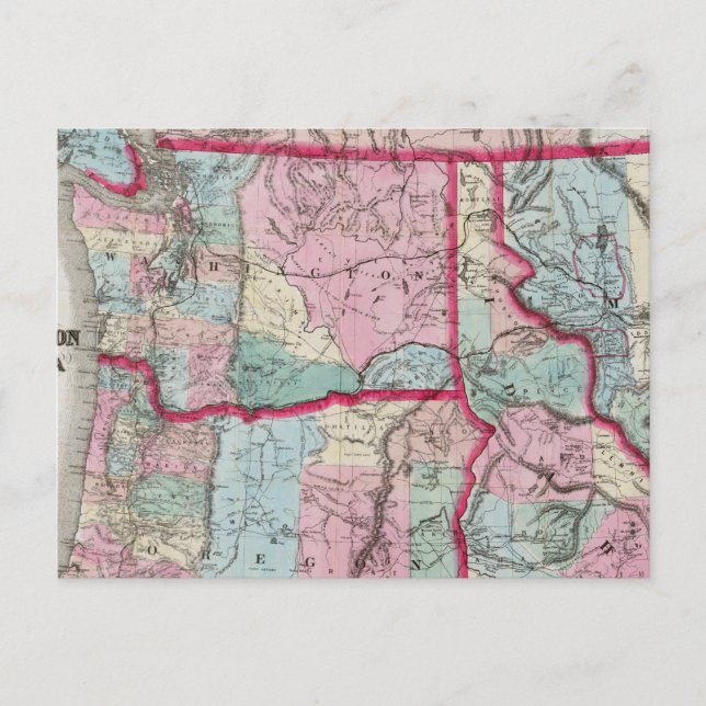Bancroft's Map Of Oregon, Washington, Idaho Postcard (Front)