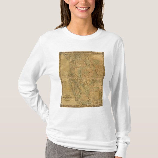 Bancroft's Map Of The Pacific States T-Shirt (Front)
