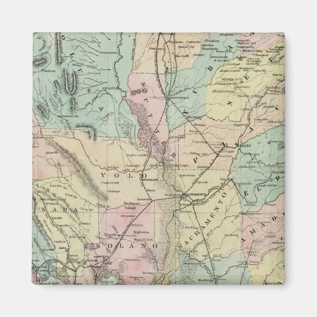 Bancroft's New Map Of Central California Magnet (Front)