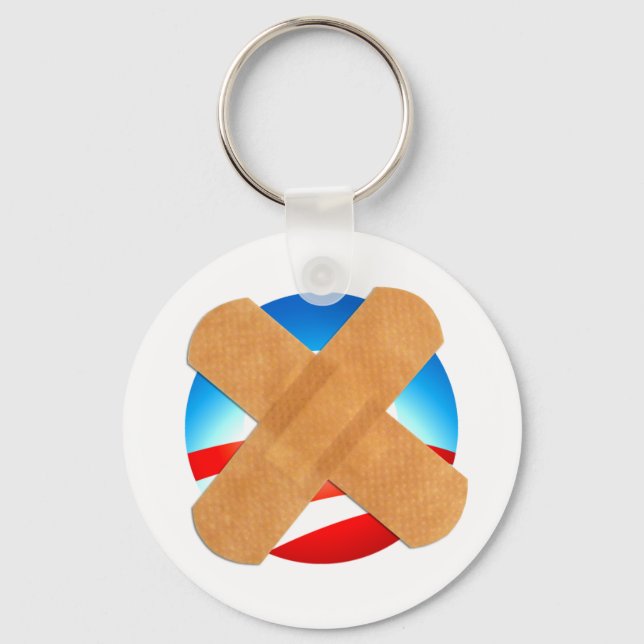 Band-aid No to Obamascare Key Ring (Front)