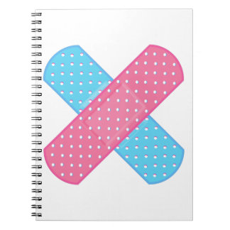 band aid pink blue notebook