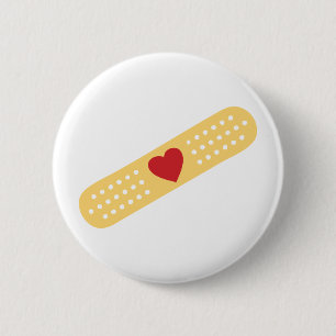 Band-Aid With A Red Heart 6 Cm Round Badge