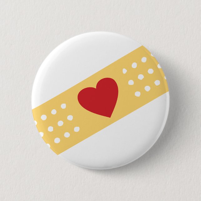 Band-Aid With A Red Heart 6 Cm Round Badge (Front)