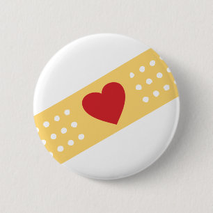 Band-Aid With A Red Heart 6 Cm Round Badge