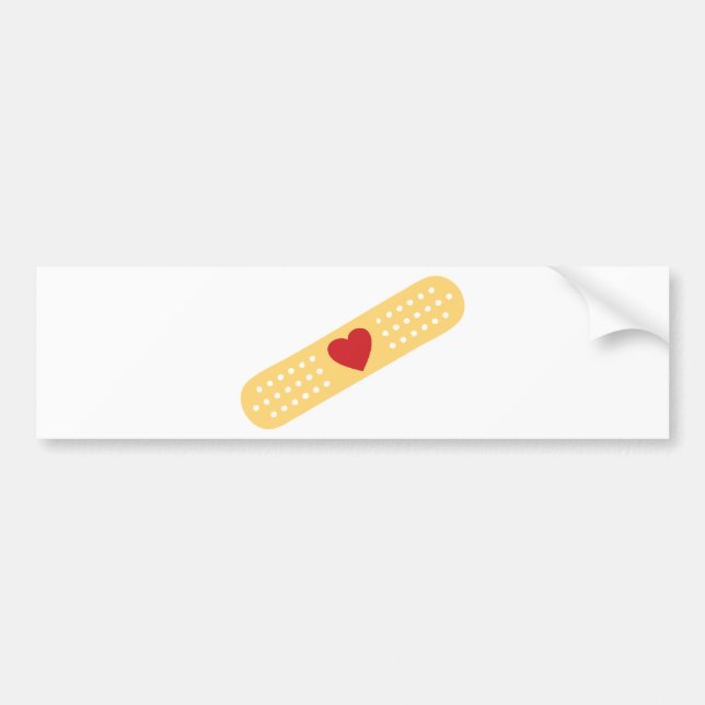 Band-Aid With A Red Heart Bumper Sticker (Front)