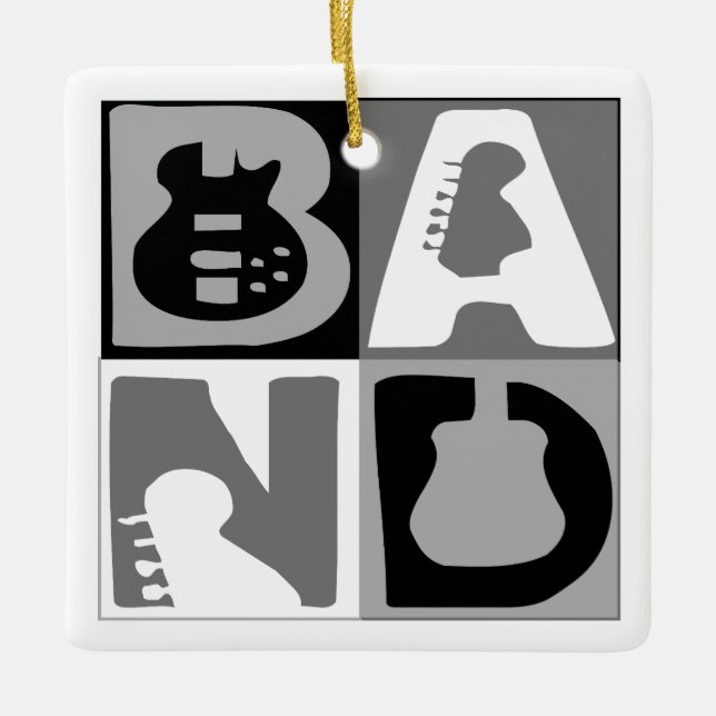 Band Blocks Blue Ceramic Ornament (Front)