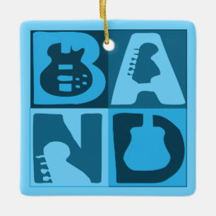 Band Blocks Blue Ceramic Ornament