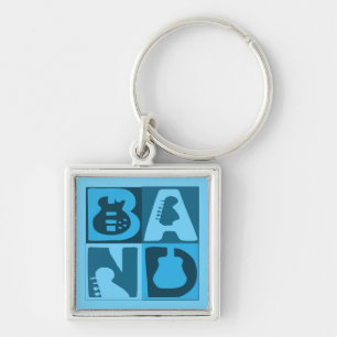 Band Blocks Blue Key Ring
