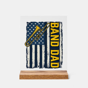 Band Dad Trombone American Flag Vintage Shirt Desi Acrylic Sign