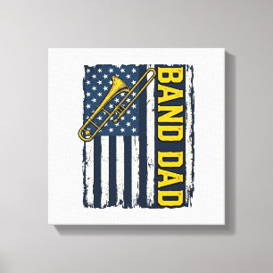Band Dad Trombone American Flag Vintage Shirt Desi Canvas Print