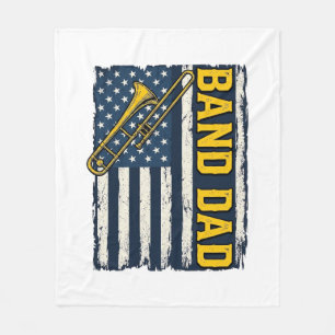 Band Dad Trombone American Flag Vintage Shirt Desi Fleece Blanket
