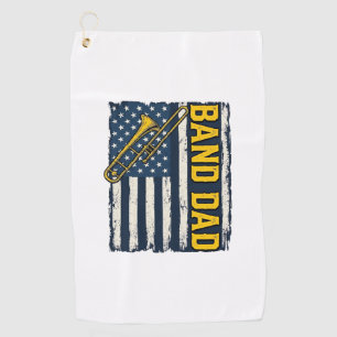 Band Dad Trombone American Flag Vintage Shirt Desi Golf Towel