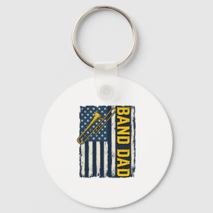 Band Dad Trombone American Flag Vintage Shirt Desi Key Ring