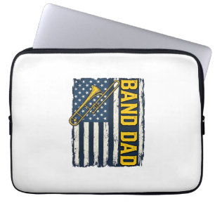 Band Dad Trombone American Flag Vintage Shirt Desi Laptop Sleeve