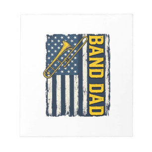 Band Dad Trombone American Flag Vintage Shirt Desi Notepad