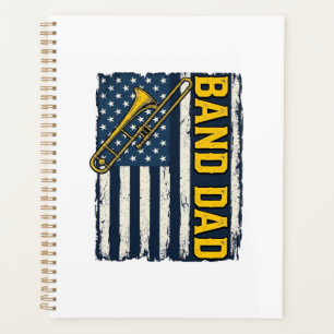 Band Dad Trombone American Flag Vintage Shirt Desi Planner