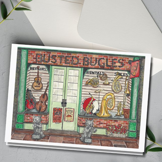 Band Instrument Music Shop Watercolor Card (Creator Uploaded)