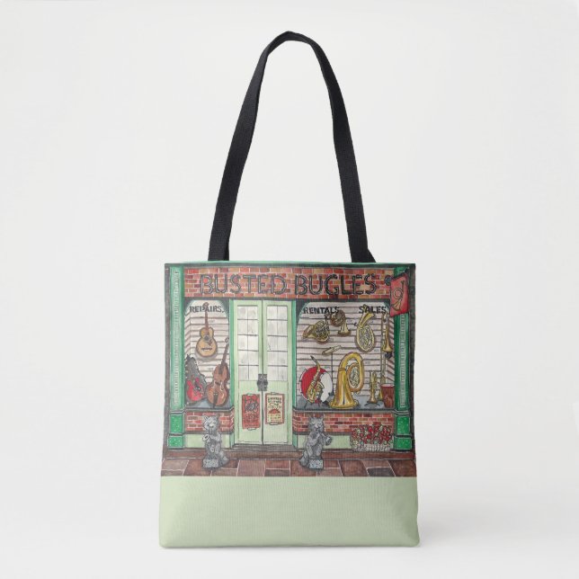 Band Instrument Music Shop Watercolor Tote Bag (Front)