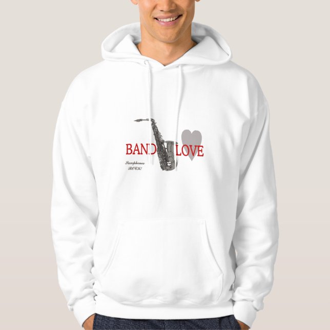 Band/Love/Saxophones Rock Hoodie (Front)