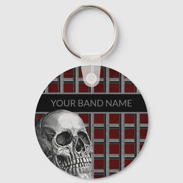 Band Merch Custom Name Rock Skull Metal Music Key Ring (Front)