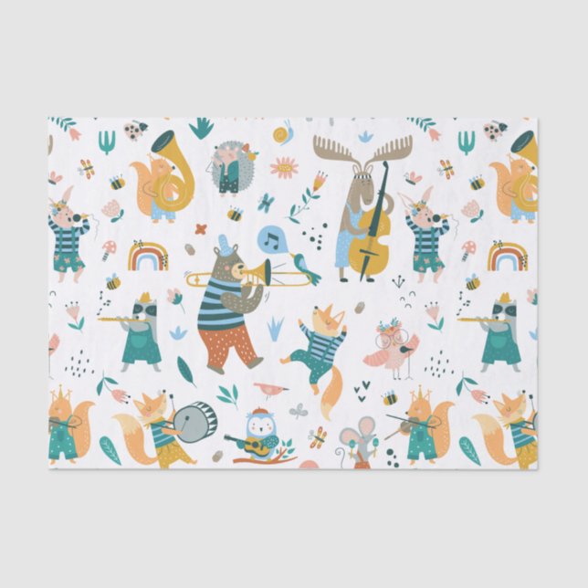 Band of Colourful Animals Tissue Paper (Front)
