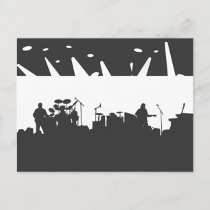 Band On Stage Concert Silhouette B&W Postcard