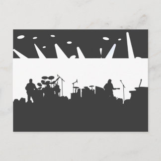 Band On Stage Concert Silhouette B&W Postcard
