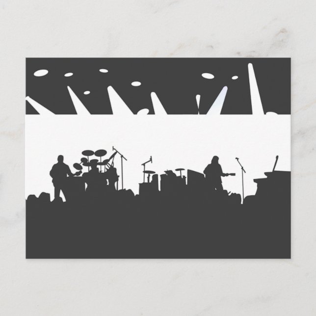 Band On Stage Concert Silhouette B&W Postcard (Front)