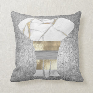Bandage Elephant Conceptual Gray Gold Silver Cushion